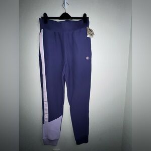 Champion Purple Track Joggers with Pink‎ Stripe reverse weave medium